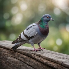 Obraz premium Pigeon bird on piece of wood
