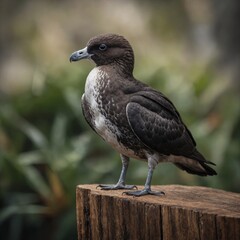 Fototapeta premium Petrel bird on piece of wood