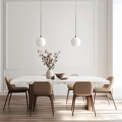 Elegant interior design dining room modern home stylish decor minimalist aesthetic open space contemporary living