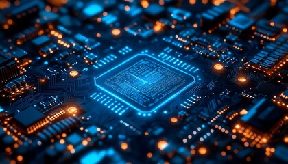 Circuit Board with CPU, Close-up