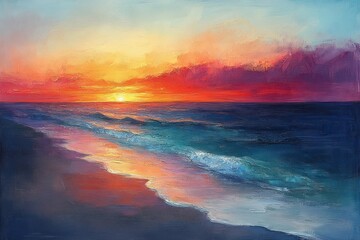 Fototapeta premium Sunset Beach Scene