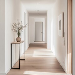 Modern interior design hallway minimalist home contemporary style bright environment clean viewpoint serenity concept