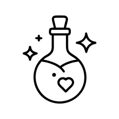 Love Potion Bottle with Sparkle Icon Design