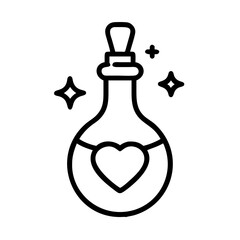 Love Potion Bottle with Sparkle Icon Design