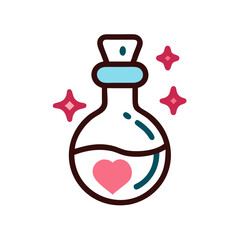 Love Potion Bottle with Sparkle Icon Design