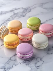 Obraz premium Colorful Macarons: Gourmet French Pastries for Elegant Celebrations