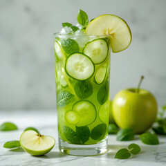 Refreshing Green Apple & Cucumber Mint Iced Drink