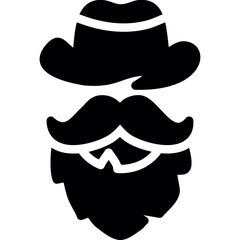 Classic Barber Mustache Glyph Icon