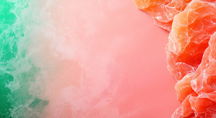vibrant gradient background featuring soft peach and green hues, creating calming and artistic atmosphere. texture adds depth and visual interest to composition