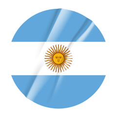 Flag of Argentina flag round sticker. 3d illustration wrinkled flag sticker patch transparation png