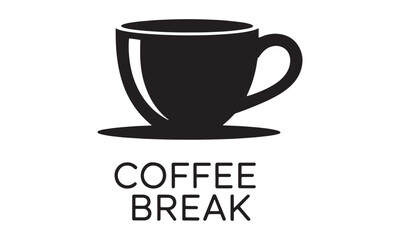 Coffee Break Black Coffee Cup Logo with Text for Relaxation, Cafe and Office Design