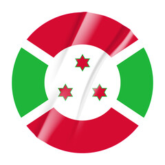 Flag of Burundi flag round sticker. 3d illustration wrinkled flag sticker patch transparation png