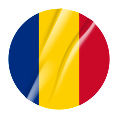 Fototapeta premium Flag of Chad flag round sticker. 3d illustration wrinkled flag sticker patch transparation png