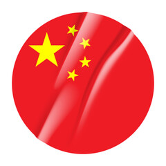 Flag of China flag round sticker. 3d illustration wrinkled flag sticker patch transparation png