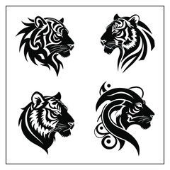 Tiger Head Silhouette Bundle
