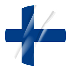 Obraz premium Flag of Finland flag round sticker. 3d illustration wrinkled flag sticker patch transparation png