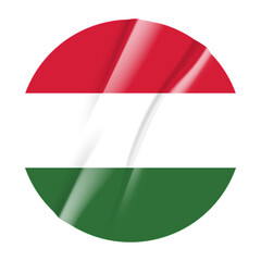 Flag of Hungary flag round sticker. 3d illustration wrinkled flag sticker patch transparation png