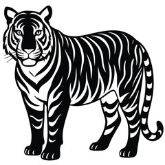 A silhouette tiger isolated on a transparent background