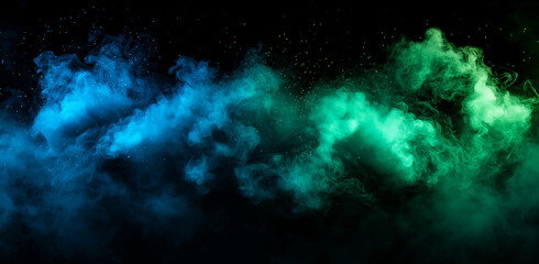 Fototapeta premium mesmerizing abstract background featuring swirling blue and green smoke, creating dynamic and ethereal atmosphere. interplay of colors evokes sense of mystery and depth