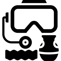 Underwater Archaeology Glyph Icon