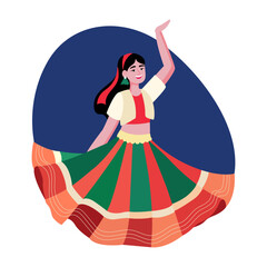 A woman wearing traditional dress, flat illustration
