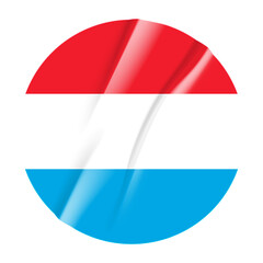 Flag of Luxemburg flag round sticker. 3d illustration wrinkled flag sticker patch transparation png