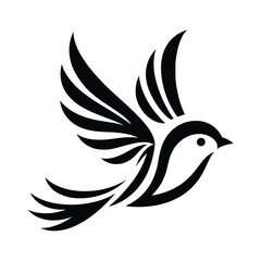 Flying Black Bird Vector Illustrator Design