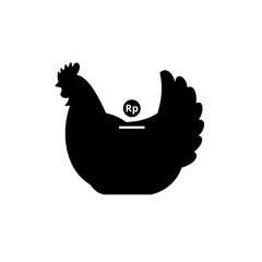 chicken piggy bank with rupiah coin vector icon. Finance icon. Business Icon. money sign. Money silhouette collection