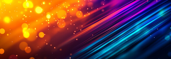 Obraz premium vibrant abstract background featuring blurred lines in shades of blue, orange, and teal, with glowing bokeh effects that create sense of movement and energy