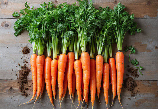 Farm Fresh Carrots on Wood