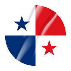 Flag of Panama flag round sticker. 3d illustration wrinkled flag sticker patch transparation png