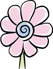A Logo Design Cartoon Illustration Of a Wildflower Flower Icon Buttercup, Daisy, Dandelion,