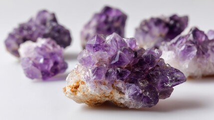 A collection of radiant amethyst crystals, each a unique masterpiece of nature's artistry