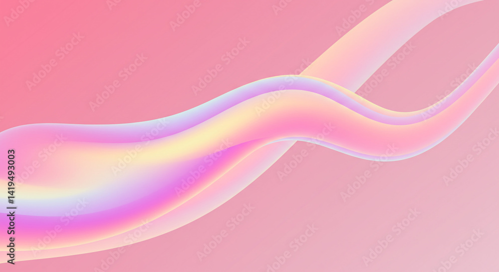 Poster a pastel gradient wave flowing across a soft pink backdrop creating a smooth and dreamy aesthetic vi