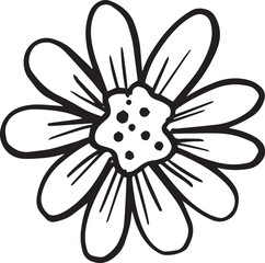 A Logo Design Cartoon Illustration Of a Wildflower Flower Icon Buttercup, Daisy, Dandelion,