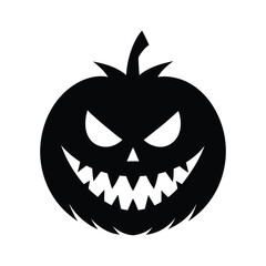 Scary Pumpkin Face Silhouette Halloween Carving Vector