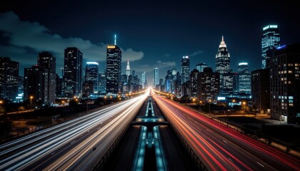 Obraz premium Hand sketching glowing cityscape from light trails, creative design metaphor