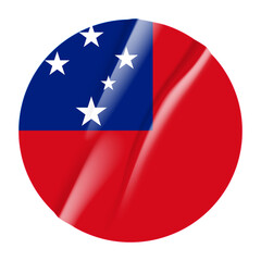 Flag of Samoa flag round sticker. 3d illustration wrinkled flag sticker patch transparation png