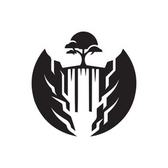 waterfall vector silhouette clip art logo illustration