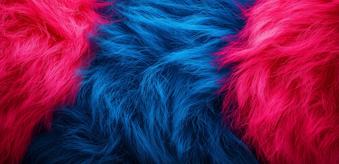 Obraz premium Vibrant blue and pink fur texture creates playful and energetic atmosphere, perfect for creative projects or backgrounds. soft, fluffy appearance adds whimsical touch
