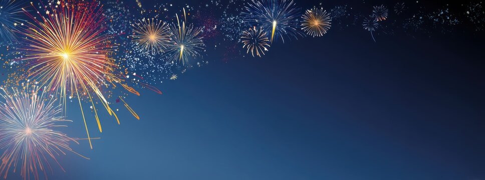 New Year's fireworks background with copy space, celebration concept