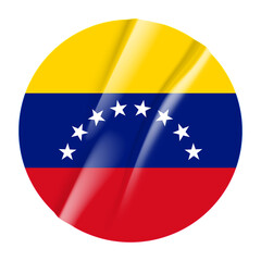Flag of Venezuela flag round sticker. 3d illustration wrinkled flag sticker patch transparation png