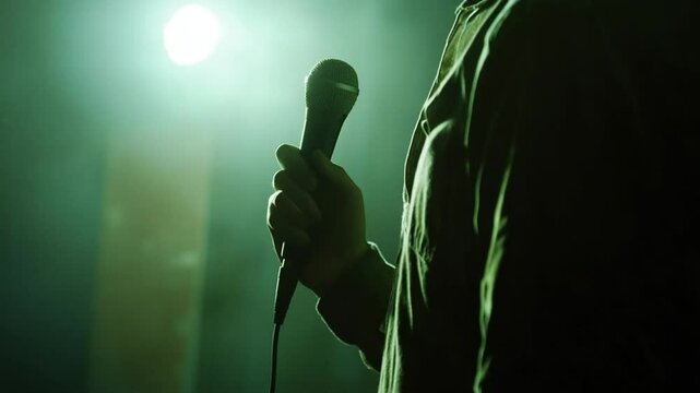 Mic Mastery: A Person Holding Microphone Ready to Speak or Sing at a Live Event