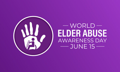 World Elder abuse awareness day is observed every year on June 15. Hand with adult man and Realistic Ribbon. It aims to Promote dignified aging through protection laws Banner and background design.