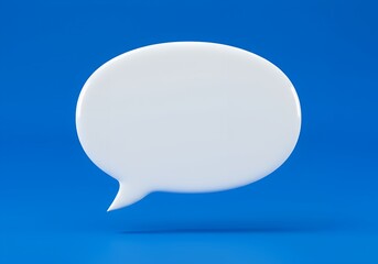 Blank white speech bubble on a vibrant blue background, minimal communication concept