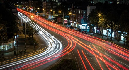 City road traffic at night photo
