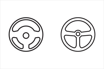 Steering wheel line icon set, steering wheel solid and outline icon, truck or car automobile steer wheel vector icon for UI designs.
