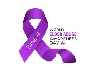 World Elder abuse awareness day is observed every year on June 15. Hand with adult man and Realistic Ribbon. It aims to Promote dignified aging through protection laws Banner and background design.