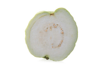 Guava fruit slice isolated on white background.