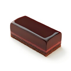Delicious Chocolate Dessert With Glossy Glaze Isolated On White Background Close Up